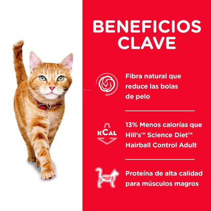Hill's Science Diet Light Croquetas Control Bolas Pelo para Gato 3.2Kg | Croquetas Hill's para gato, pollo real, control de peso, músculos magros, fibras naturales de saciedad