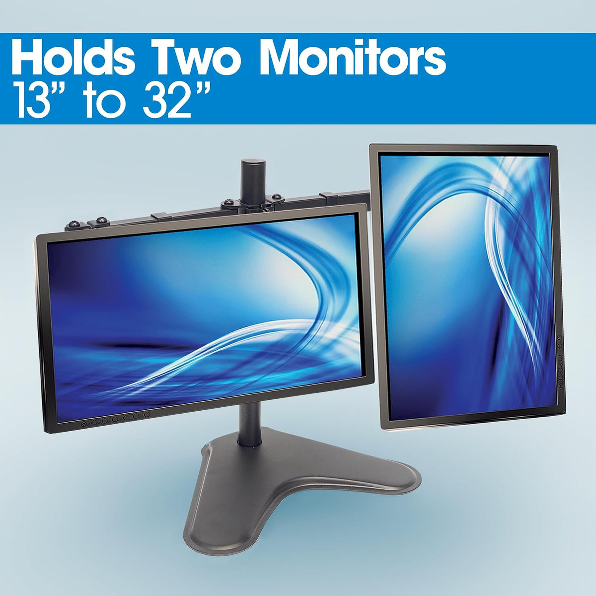 Manhattan Soporte para 2 Monitores de 13 a 32 Pulgadas Brazo Doble Articulado VESA para Escritorio Base de Monitor Ajustable, Pantalla Vertical, Accesorios para PC y Oficina 461559