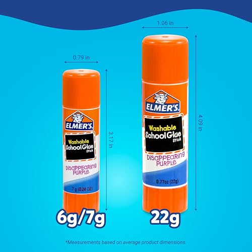 Elmer's Disappearing Purple School Glue Sticks, 0.24 Ounces Each, 30-Count Class Pack (E555)