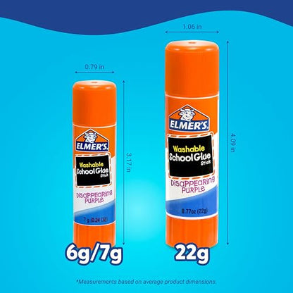 Elmer's Disappearing Purple School Glue Sticks, 0.24 Ounces Each, 30-Count Class Pack (E555)