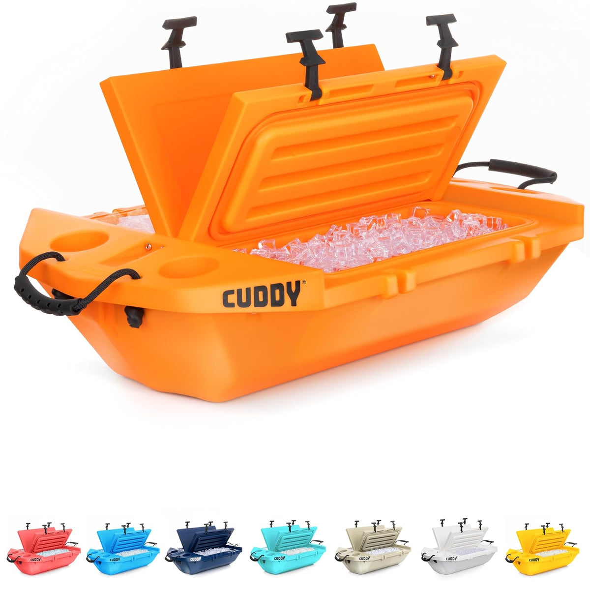 Cuddy - Enfriador Flotante y Recipiente de Almacenamiento en seco - 40QT - Diseño de Carcasa Dura Anfibio - Naranja