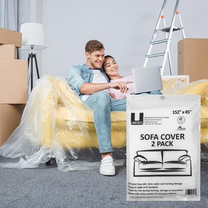 Uboxes SOFASCOVER02 Funda para Sofa, 2 Paquetes, 135" x 42", Transparente
