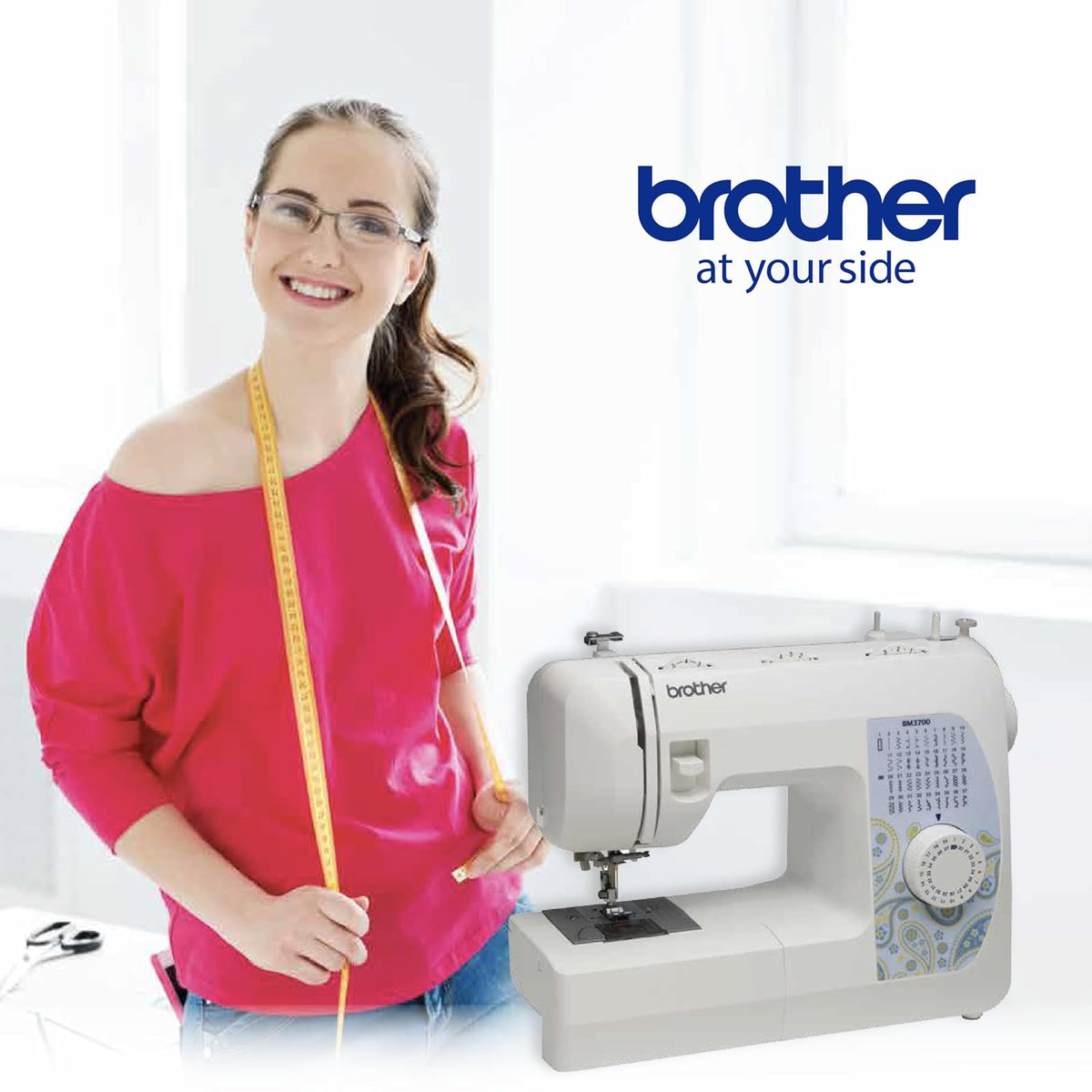 Brother BM-3700 - Máquina de coser (Blanco, Máquina de coser automática, Costura, Eléctrico, 389 mm, 159 mm)