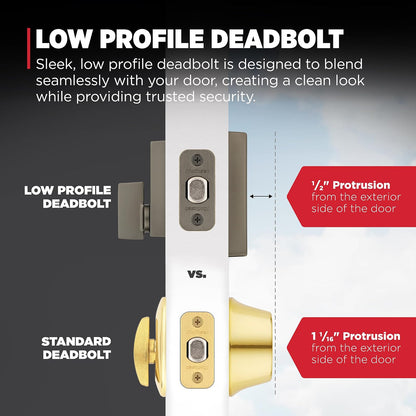 Kwikset Midtown - Cerradura de cerrojo para puerta de entrada frontal con llave, color negro mate, con seguridad SmartKey Rekey resistente a la selección, tornillo muerto de un solo cilindro, con