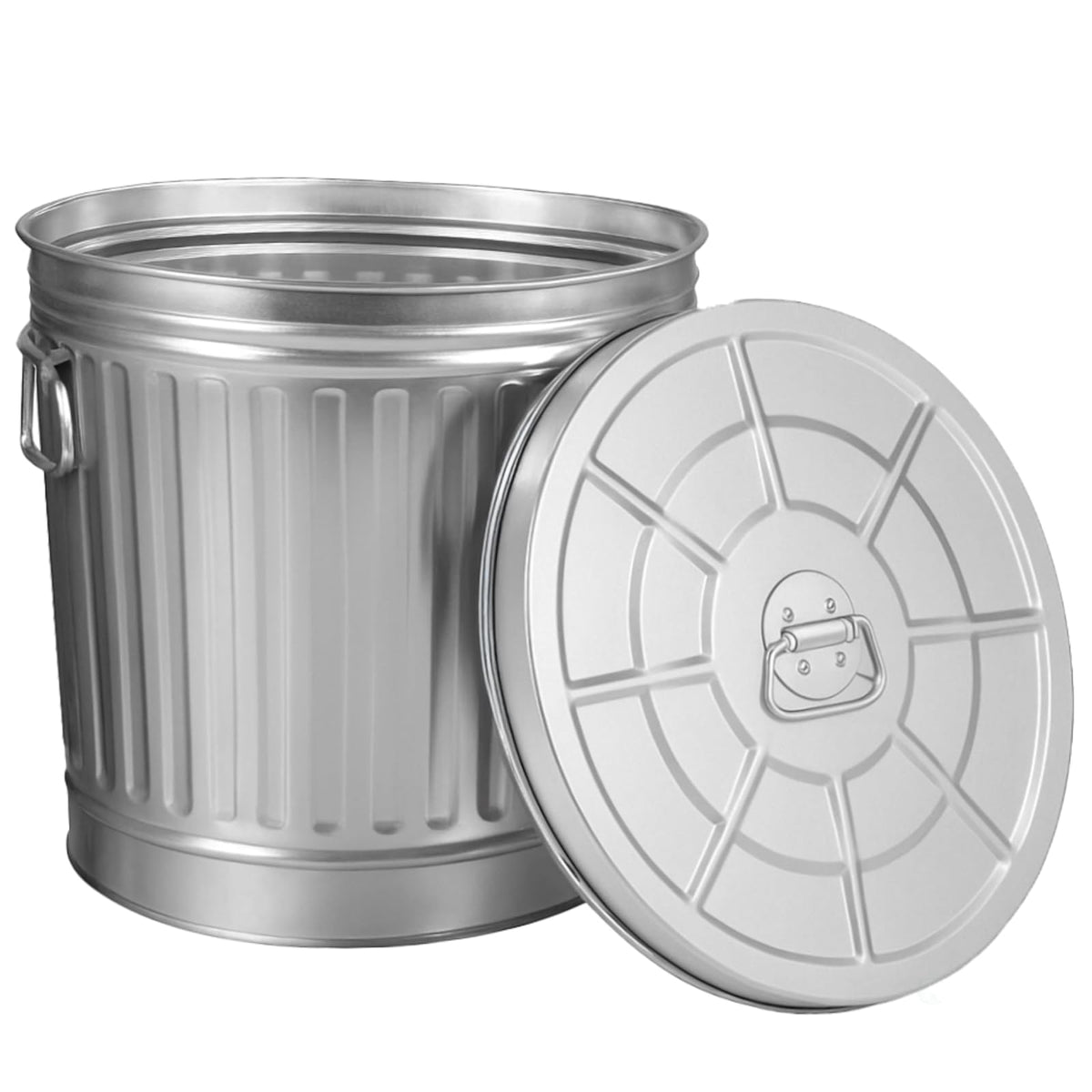 cubeta de basura de acero galvanizado redondo jardinizado, de 7 galones con tapa, cubeta de metal duradero para uso en patio, césped, jardín y patio, bote de basura resistente a la intemperie para