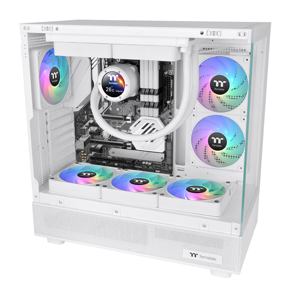 Thermaltake CT120 EX ARGB Sync PC Ventilador de refrigeración blanco (paquete de 3 ventiladores), conexión magnética, sincronización de placa base de 5 V, 16,8 millones de colores, 9 LED