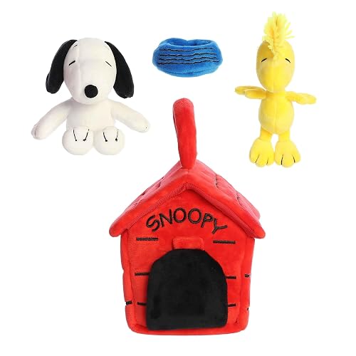 Aurora® Adorable Casa de Perro de Snoopy® de Peanuts Conjunto de Juguetes de Peluche - Juguetes con Licencia Oficial para Todos los Fans de Snoopy - Regalo Sentimental para Adultos y Celebraciones de