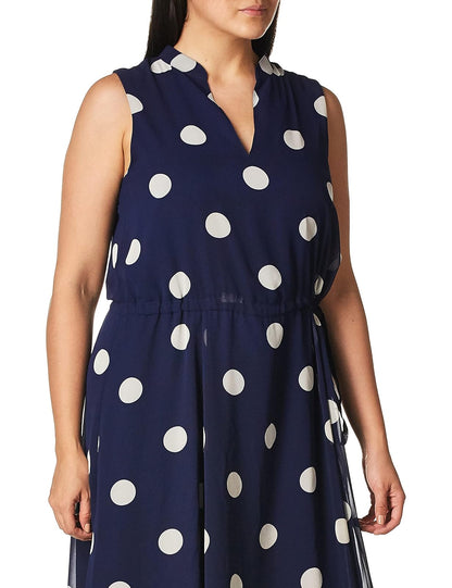 Anne Klein Vestido Midi con cordón para Mujer, Distant Mountain/Anne White, L