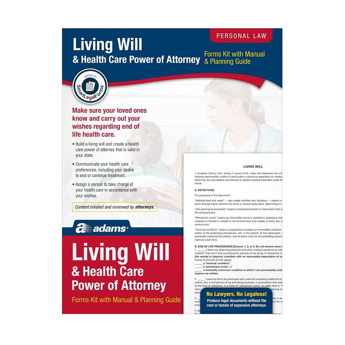 Adams Living Will and Power of Attorney for Healthcare Kit, Forms and Instructions, Includes CD (K306)