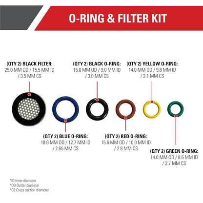 Simpson Cleaning 80151 - Kit de junta tórica y filtro de repuesto para lavadoras de gas y eléctricas a presión y accesorios, 5 tamaños de junta tórica (2 de cada tamaño), incluye 2 filtros