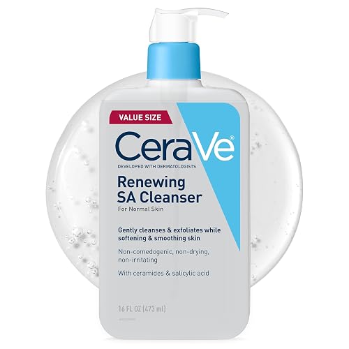 CeraVe SA Cleanser | Salicylic Acid Cleanser with Hyaluronic Acid, Niacinamide & Ceramides| BHA Exfoliant for Face | Fragrance Free Non-Comedogenic | 16 Ounce