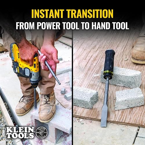 Klein Tools 32753SD SDS Desarmador de demolición, puntas de cincel plano y de bala, uso con rotomartillo y barras de palanca de mano, 3 piezas