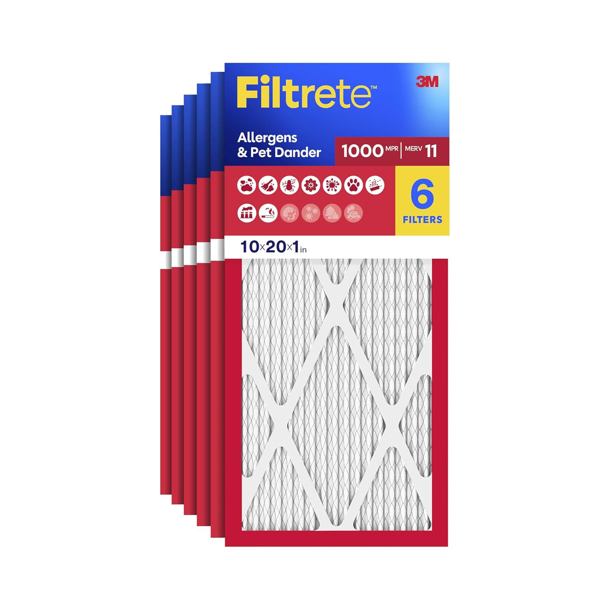 Filtrete AD07-6PK-1E - Filtro de aire, 10 x 20 x 1, color blanco