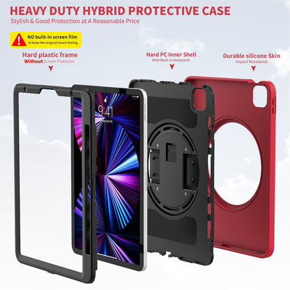ORIbox Morandi - Funda para iPad Air (5ª/4ª) y iPad Pro de 11 Pulgadas (4ª/3ª/2ª/1ª), Cuerpo Completo, a Prueba de Golpes, protección contra caídas 3 en 1 con Soporte 360/correa de Mano, Color Rojo