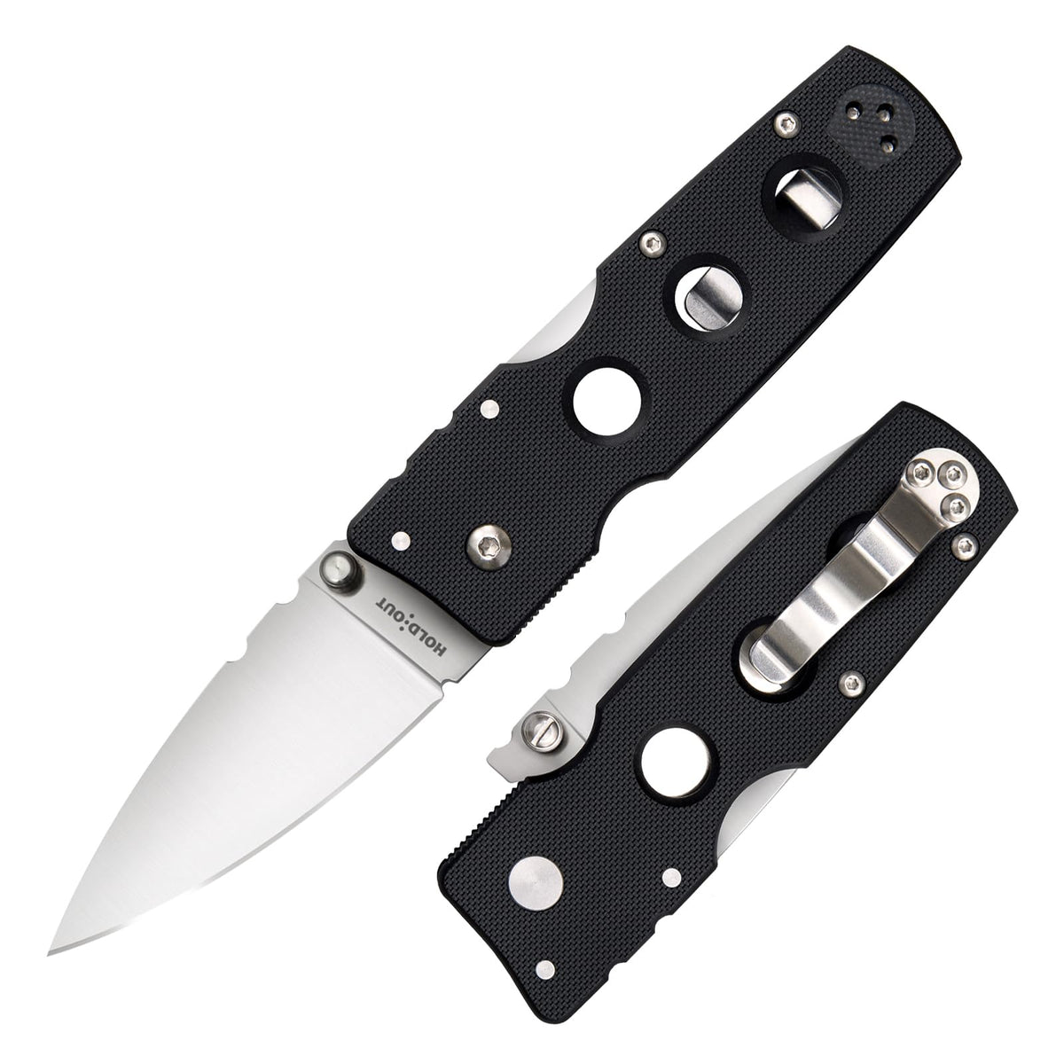 Cold Steel Hold out 3 Pulgadas S35VN Hoja Lisa de 4 Pulgadas con Mango G-10 de Bolsillo para Llevar Diario Cuchillo Plegable con Bloqueo de Triple Anuncio, Clip de Bolsillo