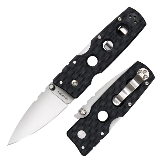 Cold Steel Hold out 3 Pulgadas S35VN Hoja Lisa de 4 Pulgadas con Mango G-10 de Bolsillo para Llevar Diario Cuchillo Plegable con Bloqueo de Triple Anuncio, Clip de Bolsillo