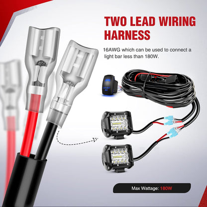 Nilight ZH321 Kit de 2 Barras LED de 120W para Conducción Impermeable Triple Filas con Interruptor 5 Pines y Arnés 16AWG, Blanco