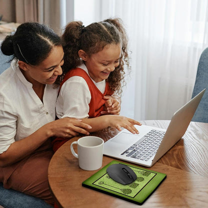 3dRose 8 x 8 x 0.25 Inches Mouse Pad, Deep Olive Green Trees on Muted Lime Damask (mp_31728_1)