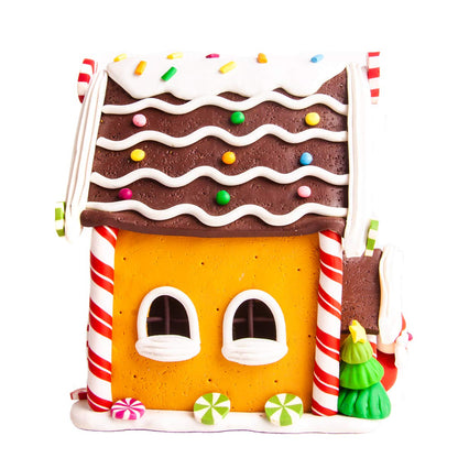 running MA9837 Decora Navidad migajon Adorno navideño Iluminada, casa de Jengibre Portico y Santa, Color, Pack of/Paquete de 1