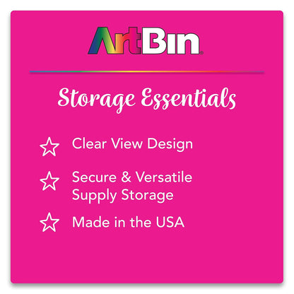 ArtBin 6913AB Organizador portátil de Arte y Manualidades con asa, soporta Papel de hasta 12 x 12 Pulgadas, [1] Estuche de Almacenamiento de plástico, Transparente