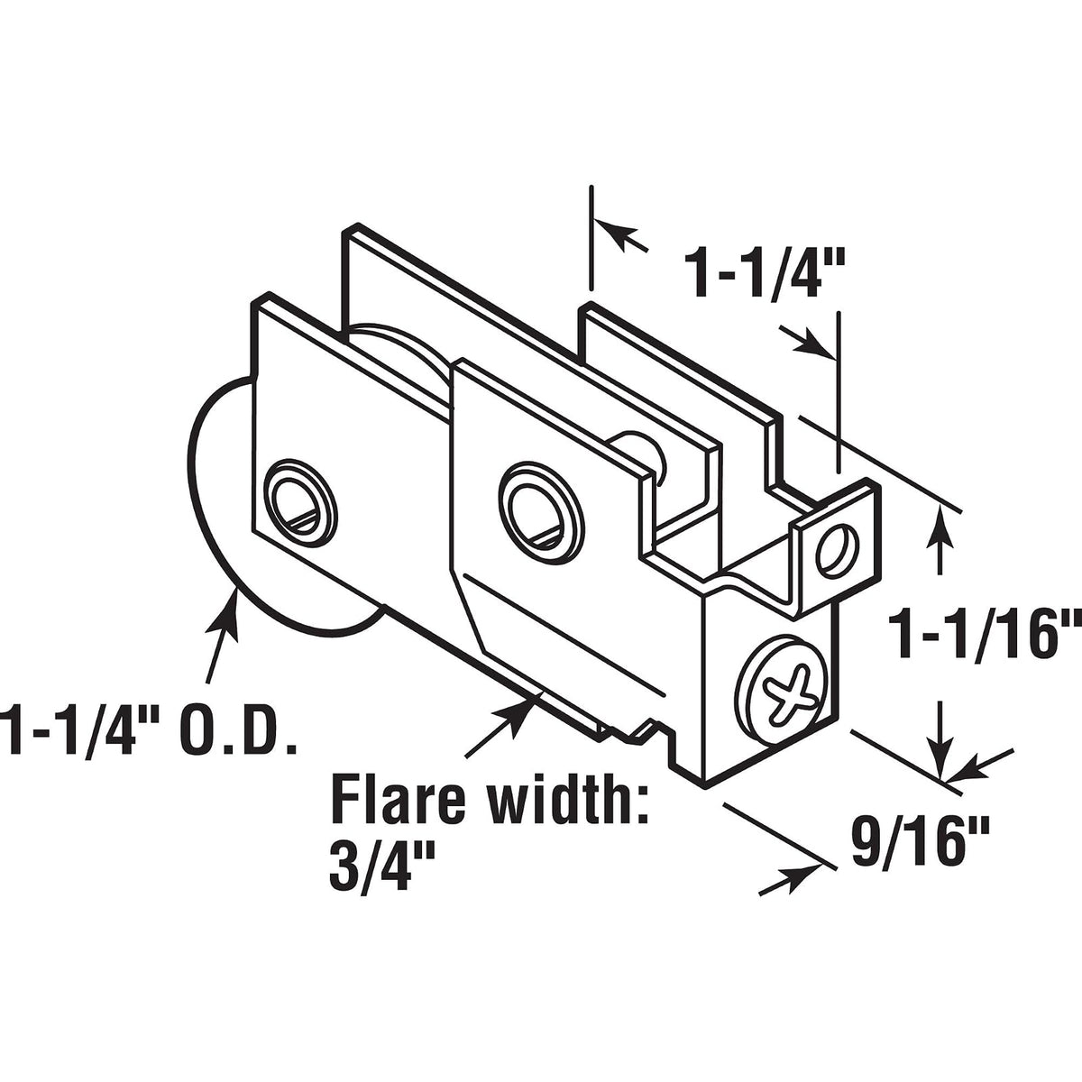 Prime-Line Products N 6625 - Rodillo de puerta de espejo con rodamiento de bolas de nailon de 1-1/4 pulgadas