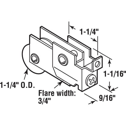 Prime-Line Products N 6625 - Rodillo de puerta de espejo con rodamiento de bolas de nailon de 1-1/4 pulgadas