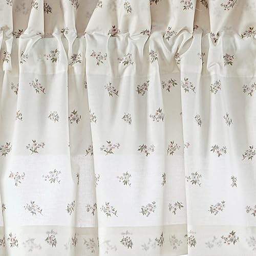 Laura Ashley Cenefa Salvia Harper para Dormitorio, Floral con Bordado 86 x 15 Pulgadas