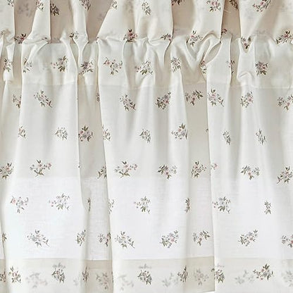 Laura Ashley Cenefa Salvia Harper para Dormitorio, Floral con Bordado 86 x 15 Pulgadas