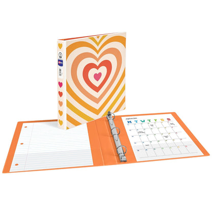 Avery 26804 - Carpeta de 3 anillas, anillos redondos de 1 pulgada, colección retro, corazón radiante