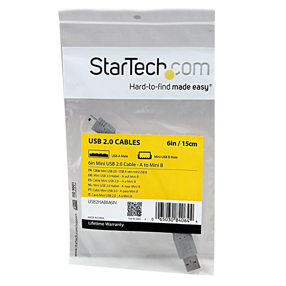 StarTech.com USB2HABM6IN 6-Inch Mini USB 2.0 Cable - A to Mini B