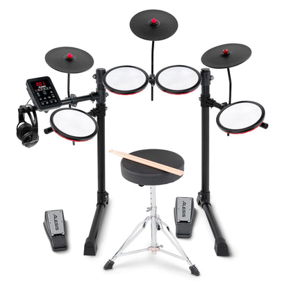 Alesis Turbo Max Batería Electrónica | Compacta, Plegable, Pads de Malla Silenciosos, Toms de 8", Platillos de 8", Bluetooth, Banqueta, Audífonos, Baquetas