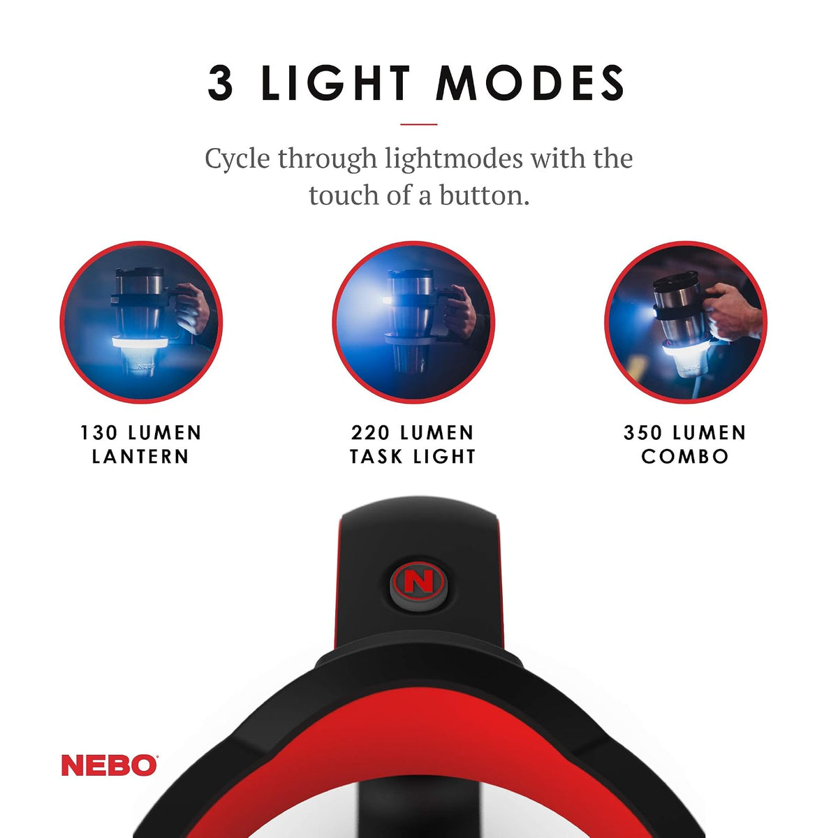 NEBO 6668 GLOW - Luz + mango para tu vaso de 30 onzas - Yeti Rambler, Ozark Trail y más