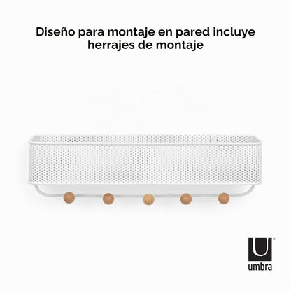Organizador de entrada Umbra Estique, ideal para guardar llaves, pequeños accesorios, correo, carteras y más. Color blanco,Tamaño chico