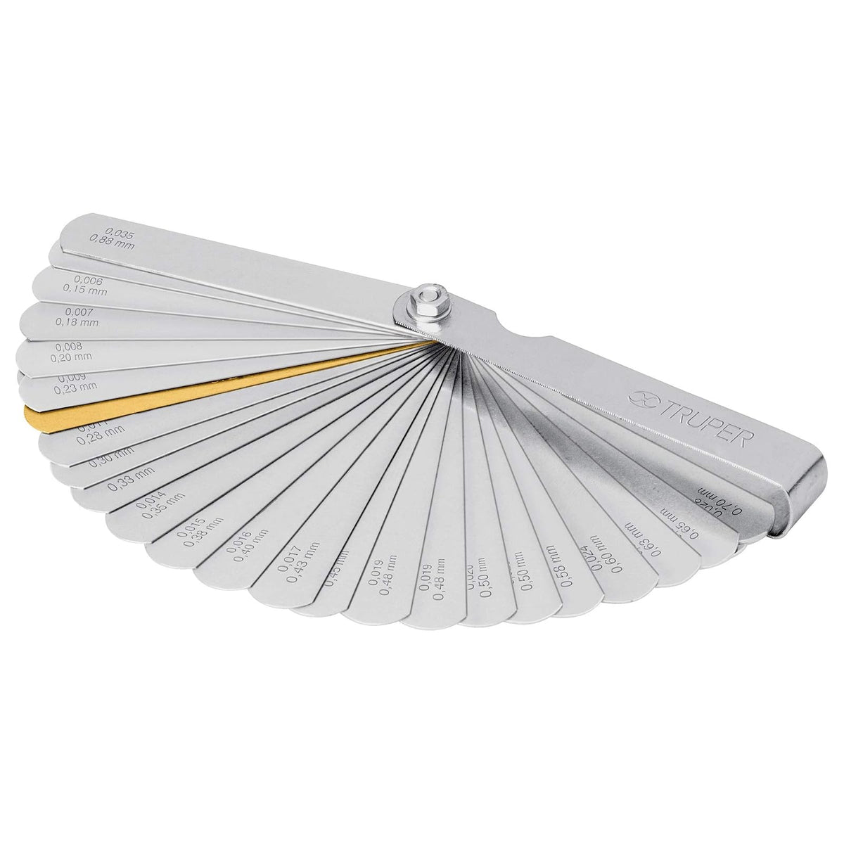 Truper CAL-32, Calibrador de 32 hojas std / mm, fabricadas en acero al manganesio