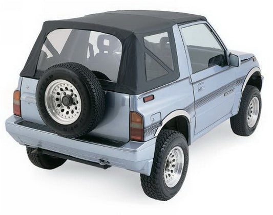 Rampage Factory - Parte Superior Suave de Repuesto, Vinilo, Mezclilla Negra con Ventanas Transparentes | 98715 | Se Adapta a Suzuki Sidekick/Geo Tracker 1989-1994