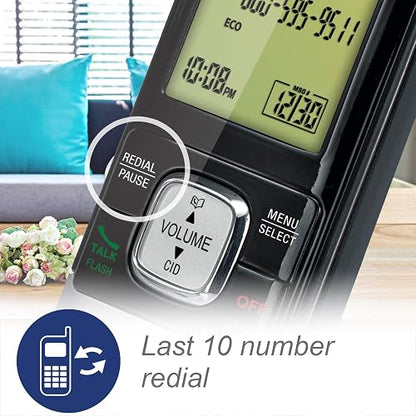 Teléfono Vtech DECT 6.0 con base para identificación de llamadas y llamada en espera, Azul/Negro