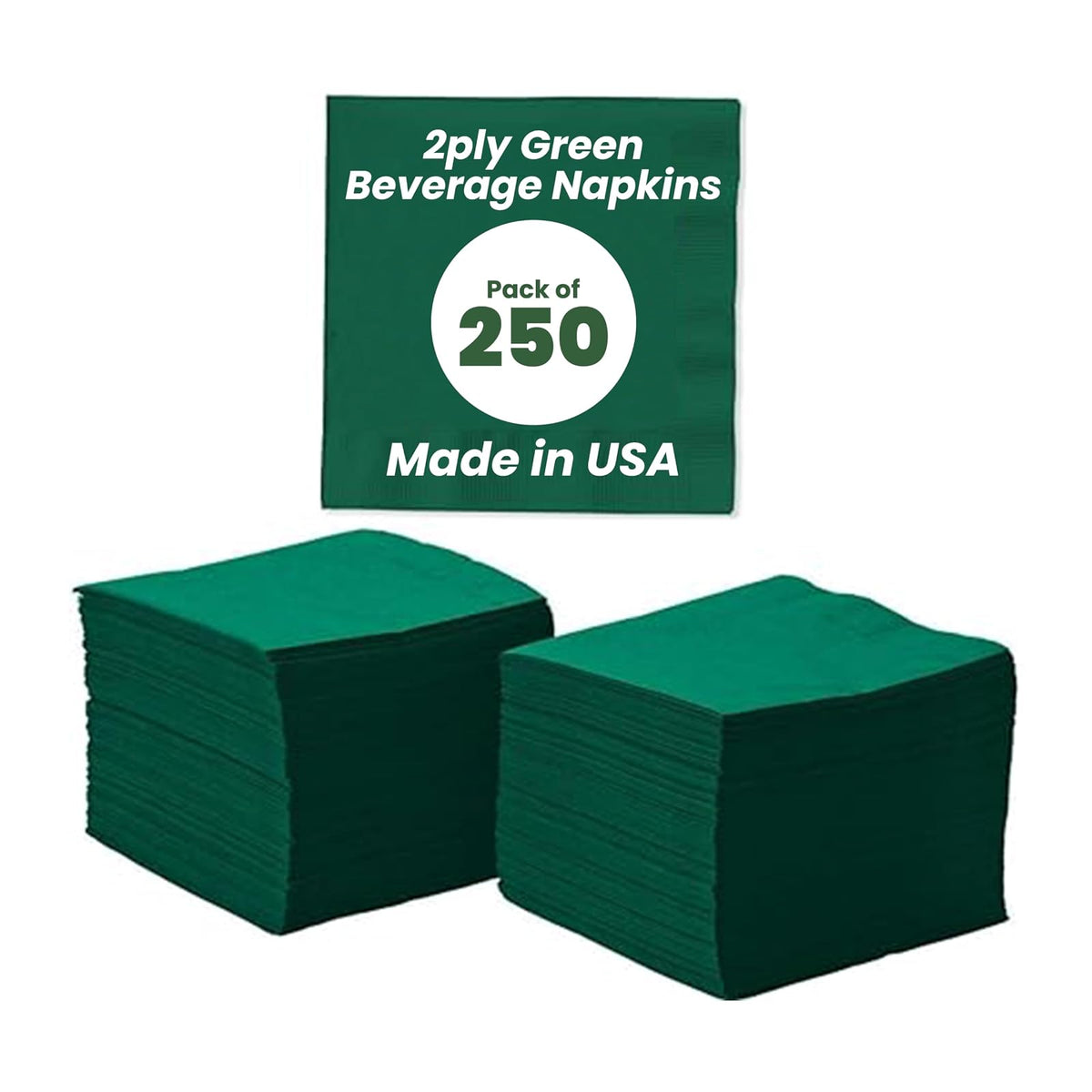 Perfectware Servilletas para Bebidas de 2 Capas, Paquete de 250 Piezas - Package of 250ct - Verde cazador