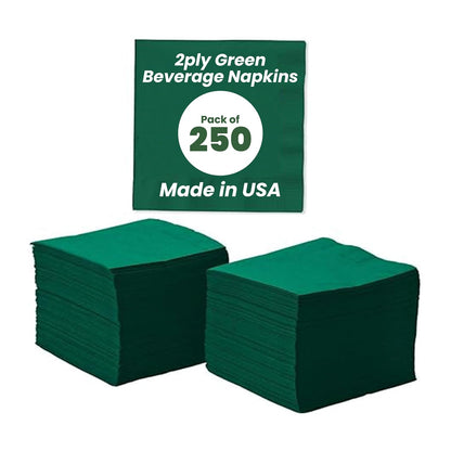 Perfectware Servilletas para Bebidas de 2 Capas, Paquete de 250 Piezas - Package of 250ct - Verde cazador