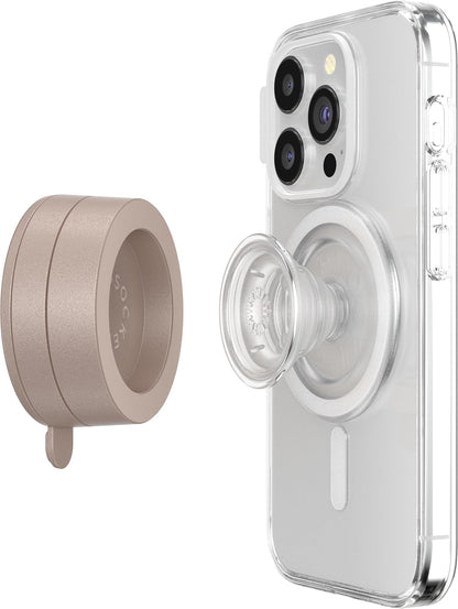 PopSockets Soporte para teléfono con succión multisuperficie, Montaje en Superficie Desmontable, Soporte para teléfono Compatible con MagSafe® - Latte