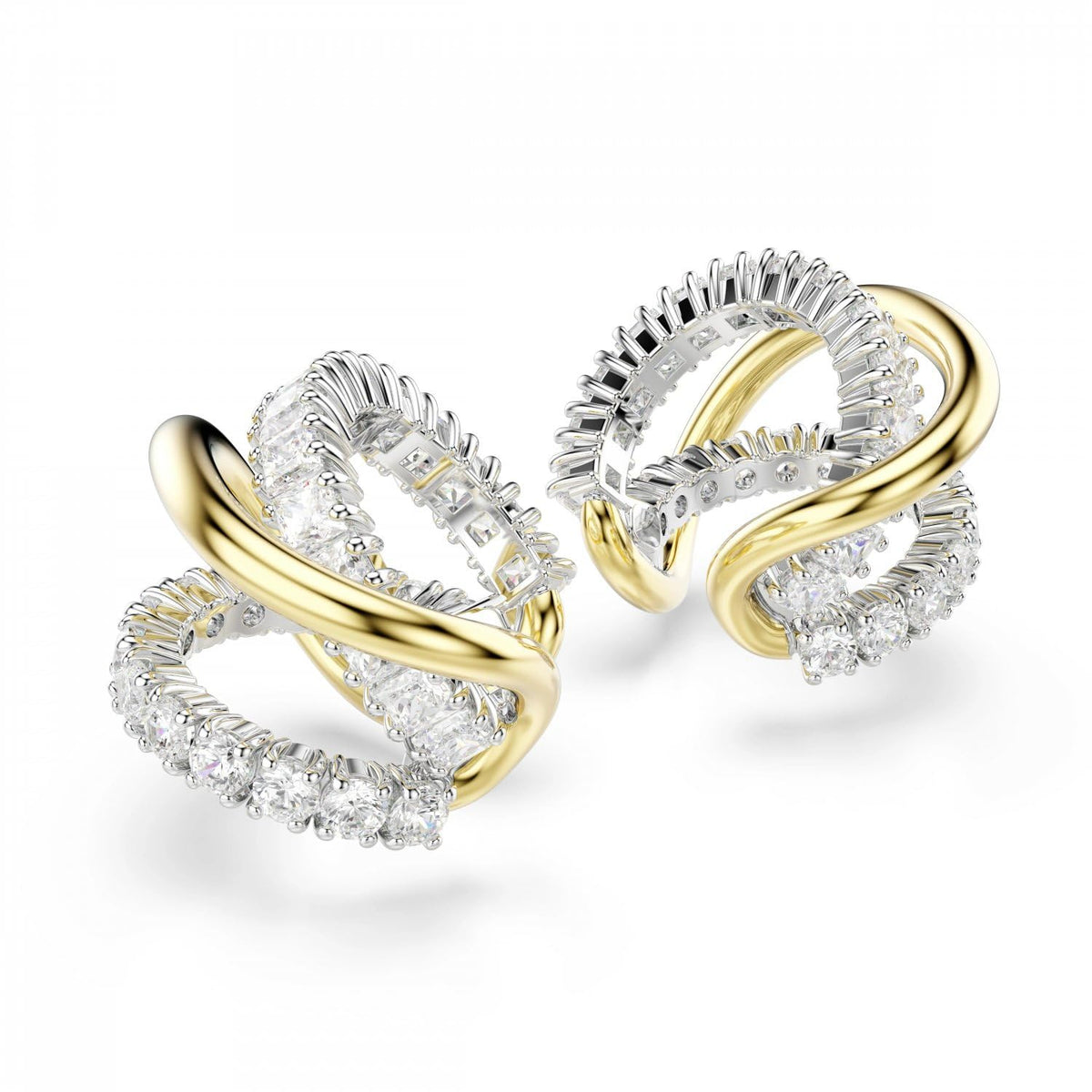 Pendientes ear cuff Hyperbola, Tallas mixtas, Blancos, Mezcla de acabados