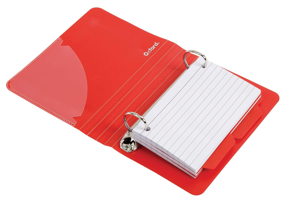 Oxford Carpeta con divisores, 7,6 x 12,7 cm, el color variará, 50 tarjetas, 1 carpeta (73570), surtido (azul, verde, rojo)