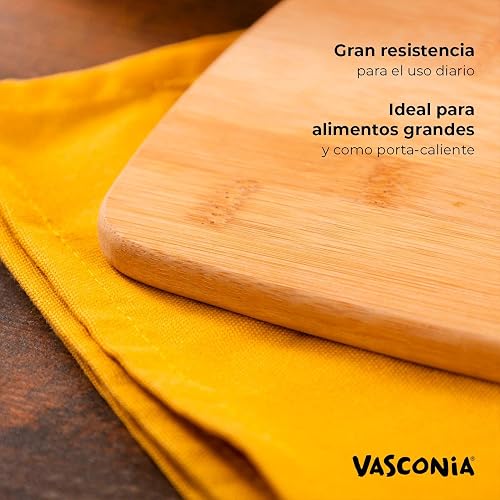 Vasconia | Tabla para Picar Esencial de Bambú Grande 27 x 35 cm | Tabla de cortar, Base para ollas calientes, Bambú natural, Protege filo de cuchillos, Resistente y duradera, Fácil limpieza