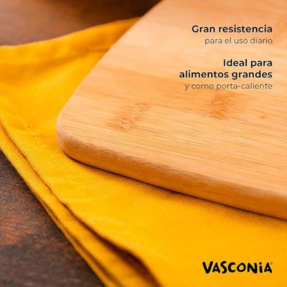 Vasconia | Tabla para Picar Esencial de Bambú Grande 27 x 35 cm | Tabla de cortar, Base para ollas calientes, Bambú natural, Protege filo de cuchillos, Resistente y duradera, Fácil limpieza