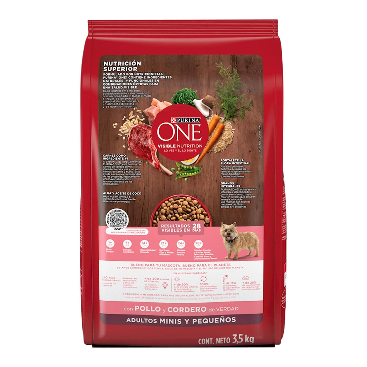 Purina One Adulto Raza Minis y Pequeños Sabor Pollo y Cordero 3.5Kg