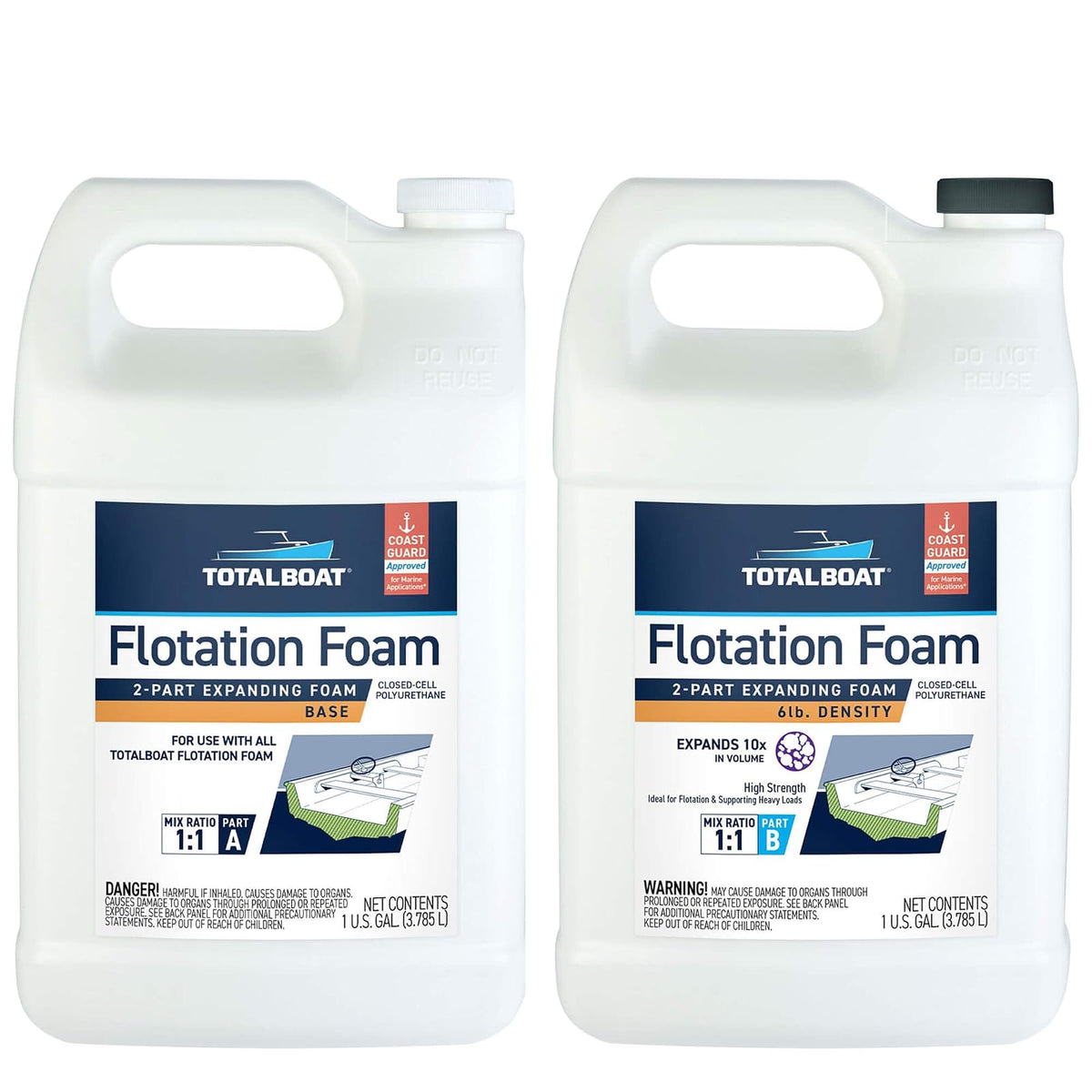 TotalBoat Kit de espuma de uretano líquido de 6 lb de densidad, celda cerrada para flotación y refuerzo (kit de 2 galones)