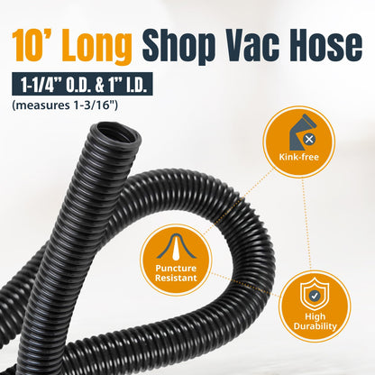 POWERTEC 70347 Kit de manguera de recogida de polvo de 10 pies con 5 accesorios para carpintería, herramientas eléctricas para el hogar y aspiradoras de tienda húmeda/seca