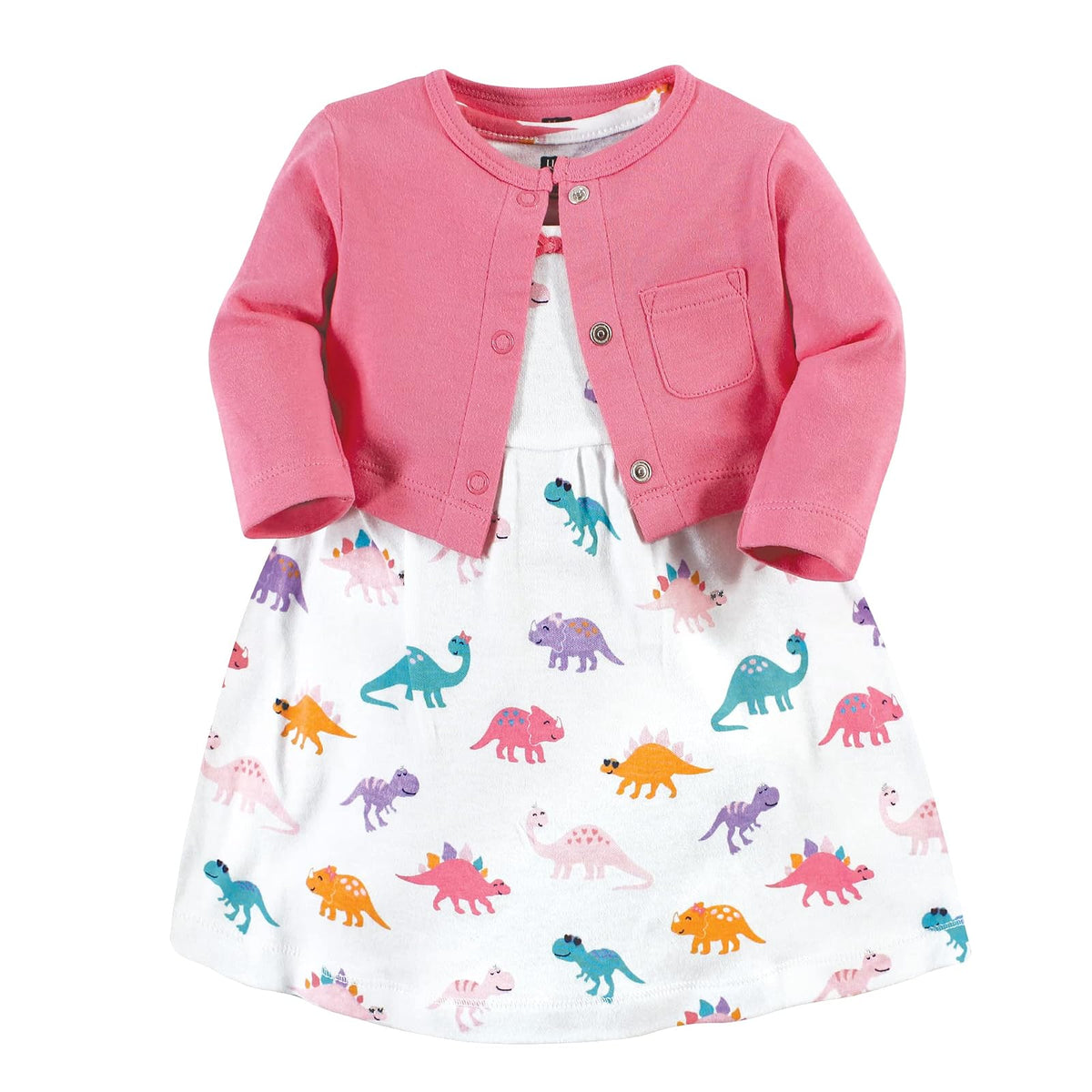 Hudson Baby Cotton Dress and Cardigan Set Vestido informal bebés niñas - 18-24 Meses - Lindo saurio
