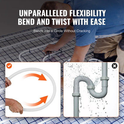 VEVOR PEX Pipe 3/4 pulgadas, 100 pies sin oxígeno PEX-A tubo flexible para agua potable, para agua fría/caliente y restauración fácil, aplicaciones de plomería con cortador última intervensión, blanco