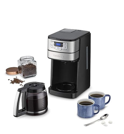 Cuisinart Cafetera con Molino Integrado 12 Tazas Jarra de Vidrio | Molino de cuchillas integrado, Programable 24 horas, Función Grind OFF para café molido, Apagado automático