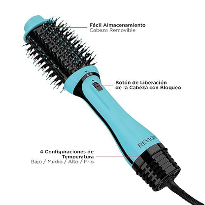 Revlon One-Step Volumizer PLUS, Secador y Voluminizador con Barril de Cerámica, Recubrimiento de Turmalina, Diseño Removible, 4 Configuraciones de Temperatura, Color Menta